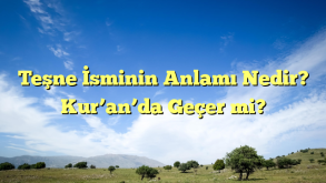 Teşne İsminin Anlamı Nedir? Kur’an’da Geçer mi?